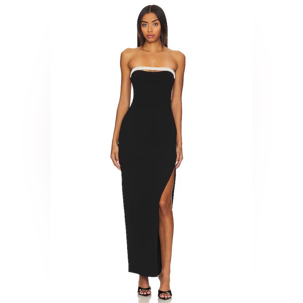 Nookie Black Strapless Maxi Dress with White Trim